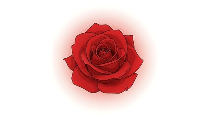 Fototapeta premium Vibrant red rose with soft glowing light background