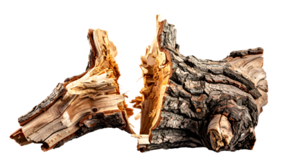 Split Firewood Logs Piled On White Background.