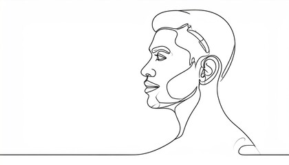 Continuous line drawing of a man's face in profile, minimalist style