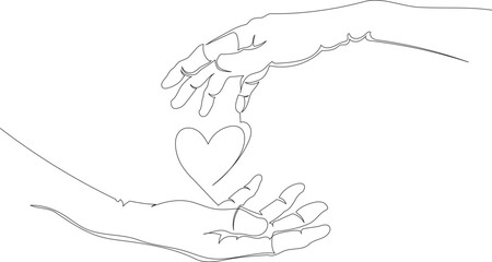 Giving Heart Gesture Continuous One Line Drawing eps10