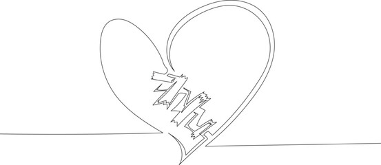 Continuous One Line Drawing of a Healing Heart eps10