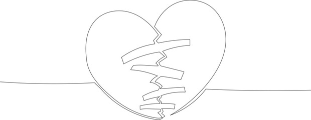 Continuous One Line Drawing of a Healing Heart eps10