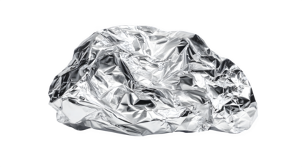 Crumpled aluminum foil isolated on transparent background