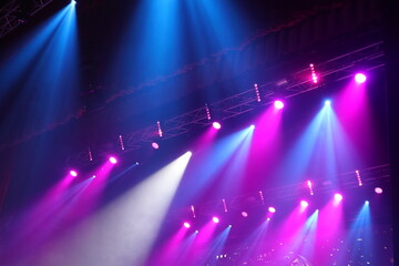 Stage Lighting Rig with Colorful Beams