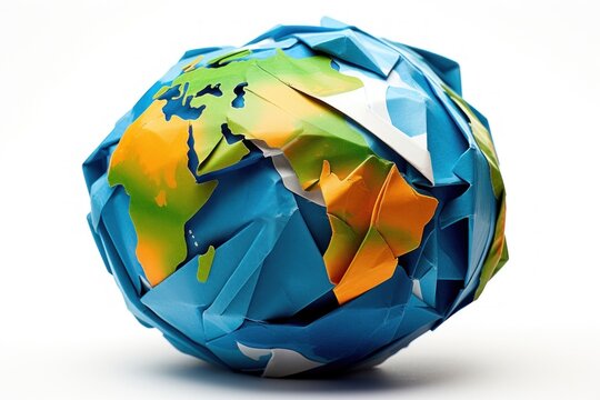 Earth origami sphere earth.