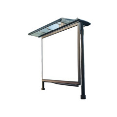 Blank sign with a canopy, isolated on black background