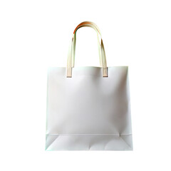 A blank white tote bag with light wooden handles