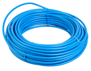 One light blue electrical wire isolated on transparent or white background