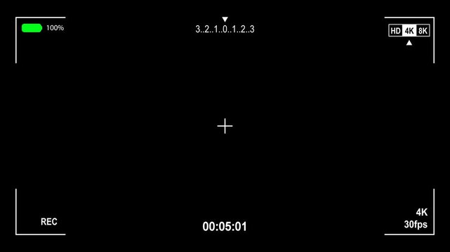 Camera Viewfinder HUD Interface Animation on Black Background for Cinematic Overlay