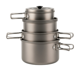 Cook with style modern stackable cookware for efficient kitchens isolated on transparent background