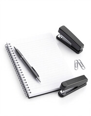 Office Desk Supplies Isolated on White