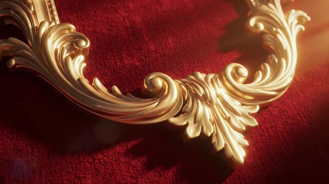 Ornate golden frame against a red textured background