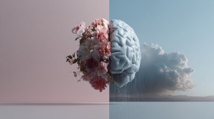 World Bipolar Day poster visualizing brain contrast emotional states awareness psychiatry psychology research education advocacy science balance through bold color symbolism campaign optimism