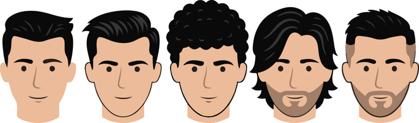 Five Different Hairstyle 2D Vector Design