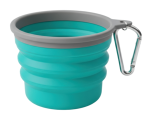 Portable collapsible dog bowl adventure pet gear travel isolated on transparent background