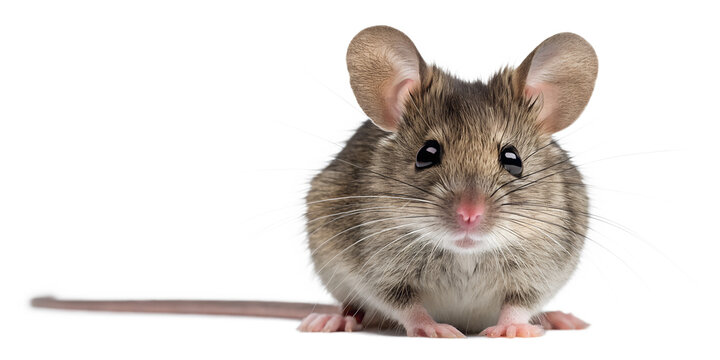 Mouse head close-up isolated on transparent background