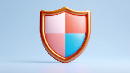 3d shield icon security symbol digital protection glossy badge pastel color emblem blue background minimal design cyber safety defense concept illustration modern abstract guard
