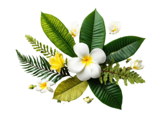 Close-up of lush tropical flora against a black backdrop