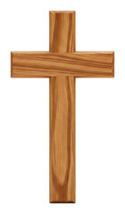 Wooden cross symbolizing faith spiritual digital isolated on transparent background