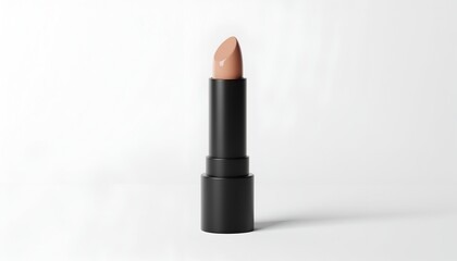 Fototapeta premium Opened tube of neutral-toned lipstick on white background