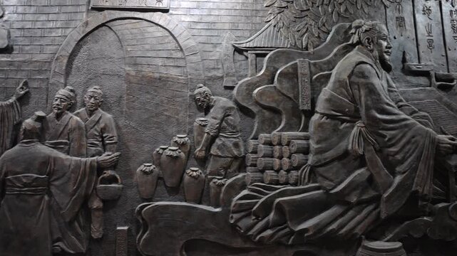 Xunzi, a great ancient Chinese philosopher and During the Spring and Autumn Period and the Warring States Period in China, the philosopher Xunzi gave lectures on stone carving and preached to students