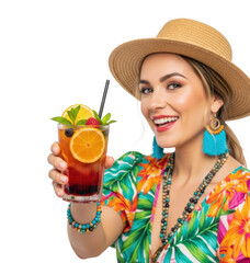 Enjoying a refreshing drink beachside lifestyle summer vibrant isolated on transparent background