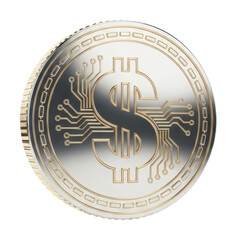 Digital currency coin finance sector modern innovation isolated on transparent background