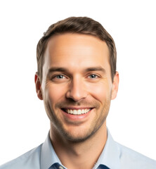 Smiling professional man portrait bright isolated on transparent background