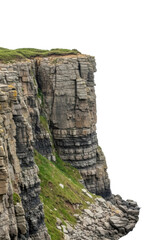 Cliffside view of rugged rocks coastal region nature isolated on transparent background