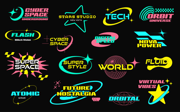 A vibrant Y2K modern sticker and graphic pack featuring cyber retro logos, space tech icons, futuristic badges, and neon-style motifs.
Perfect for digital projects, UI/UX accents, social media sticker