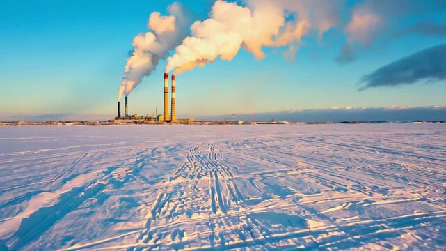Industrial Plant Emitting Smoke into the Atmosphere, air pollution concept