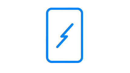 A blue smartphone icon with a lightning bolt on a black background
