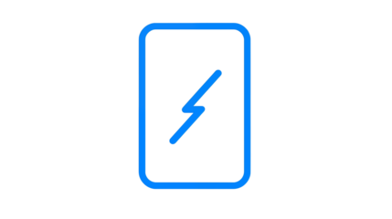 A blue smartphone icon with a lightning bolt on a black background