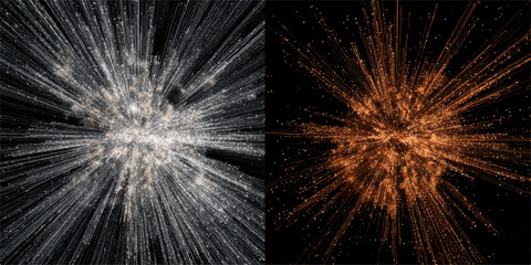 Obraz premium Dual explosion fireworks display in black and gold