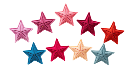 A colorful arrangement of star shapes on a black background