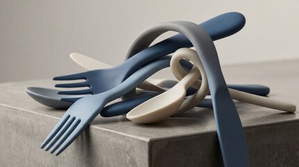 Modern Plastic Cutlery Set for Eco-Friendly Dining