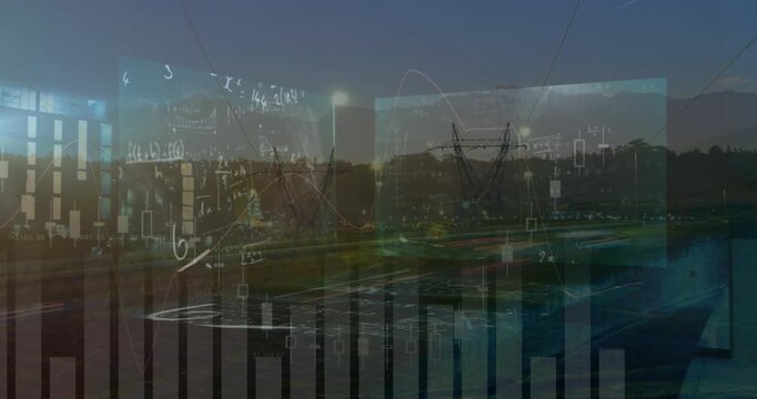 Animation of mathematical formulas over high voltage lines