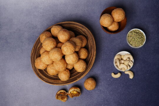 Delicious dry fruit kachori, a traditional Indian sweet delicacy filled with a rich mixture of nuts and dried fruits, and deep-fried to a golden, flaky texture. This popular festive snack represents I