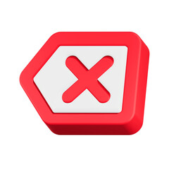 Obraz premium cross mark icon 3d render red left arrow