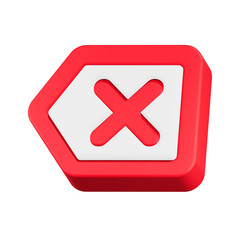 Fototapeta premium cross mark icon 3d render red left arrow