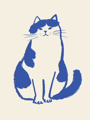 Sitting cat brush sketch vector illustration © Victoria