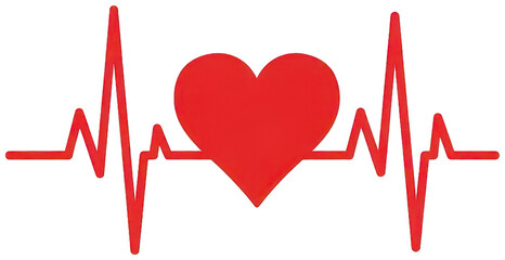 Red Heart png Medical Heart cutout EKG Line png Pulse Graph cutout Vital Sign png Cardiac Rhythm cutout Health Icon png Love Symbol cutout isolated transparent background image