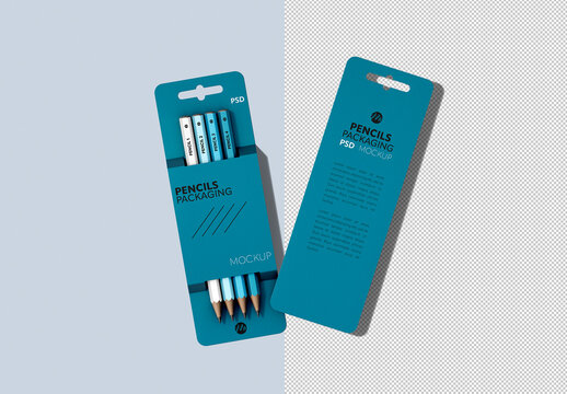 Pencils Packaging Mockup Set &ndash; Front and Back Views