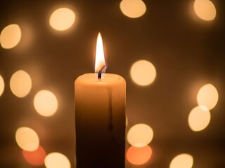 Warm glow of a candle illuminating a serene ambiance with soft bokeh