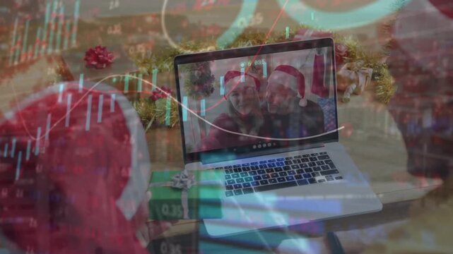 Animation of financial data processing over casino game board