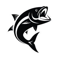 Fototapeta premium Jumping Fish Silhouette Vector – Sport Fishing Logo and Mascot Design,