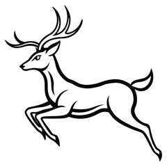 Obraz premium Running Deer Silhouette Vector Logo – Elegant Stag Wildlife Emblem Design,