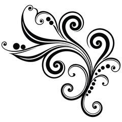 Elegant Black Floral Ornament Vector, Vintage Decorative Scroll Design.