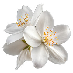 Fototapeta premium White Jasmine Flower Isolated on Transparent Background, Delicate Petals Premium PNG