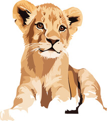 Baby Lion Vector Side View